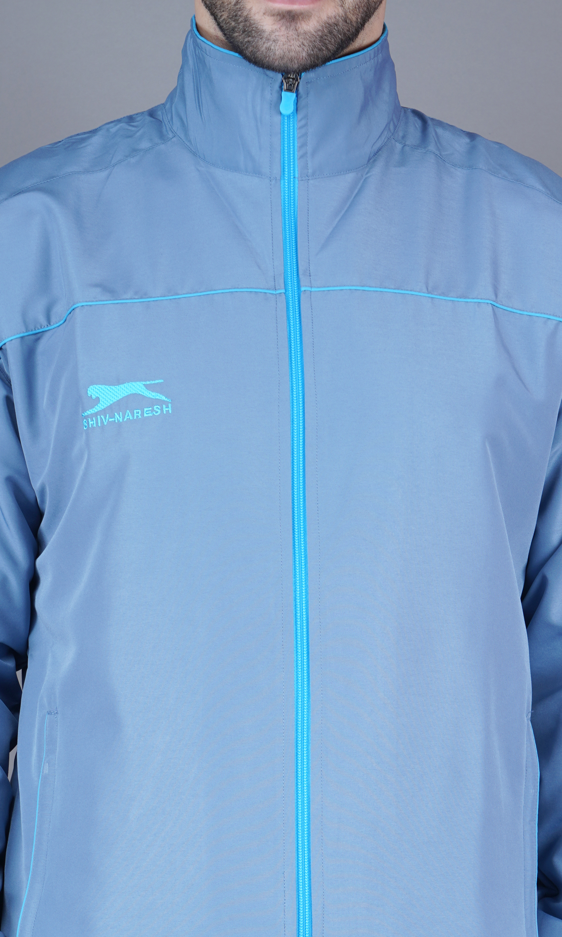 Men's Tracksuit  470B-Light Grey/Cyan-M-TZ