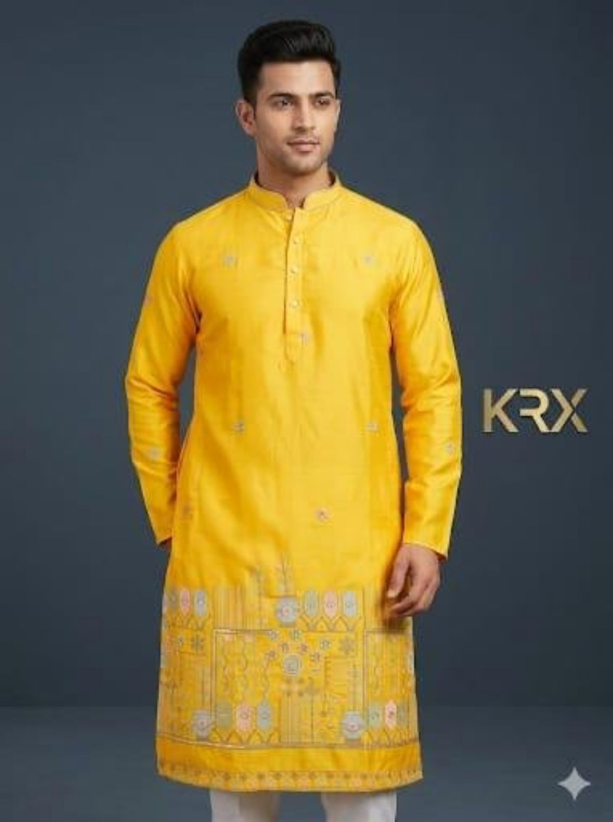KRX Men's Designer Silk Kurta Pajama Set