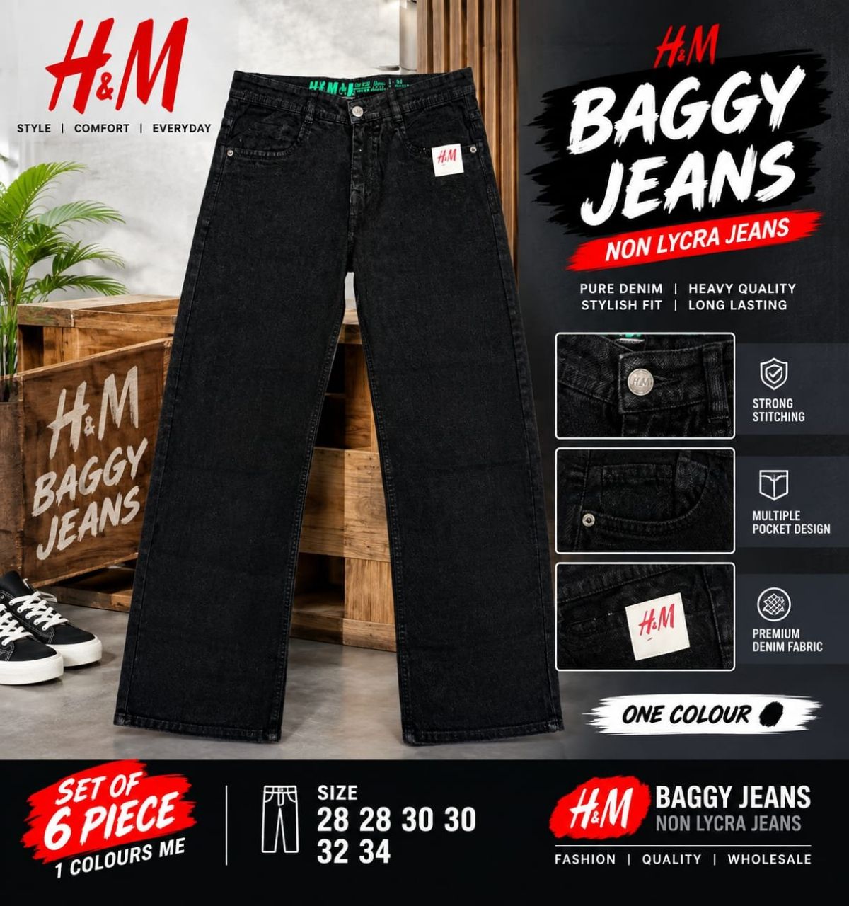 Updry Men's Baggy Jeans -H&M