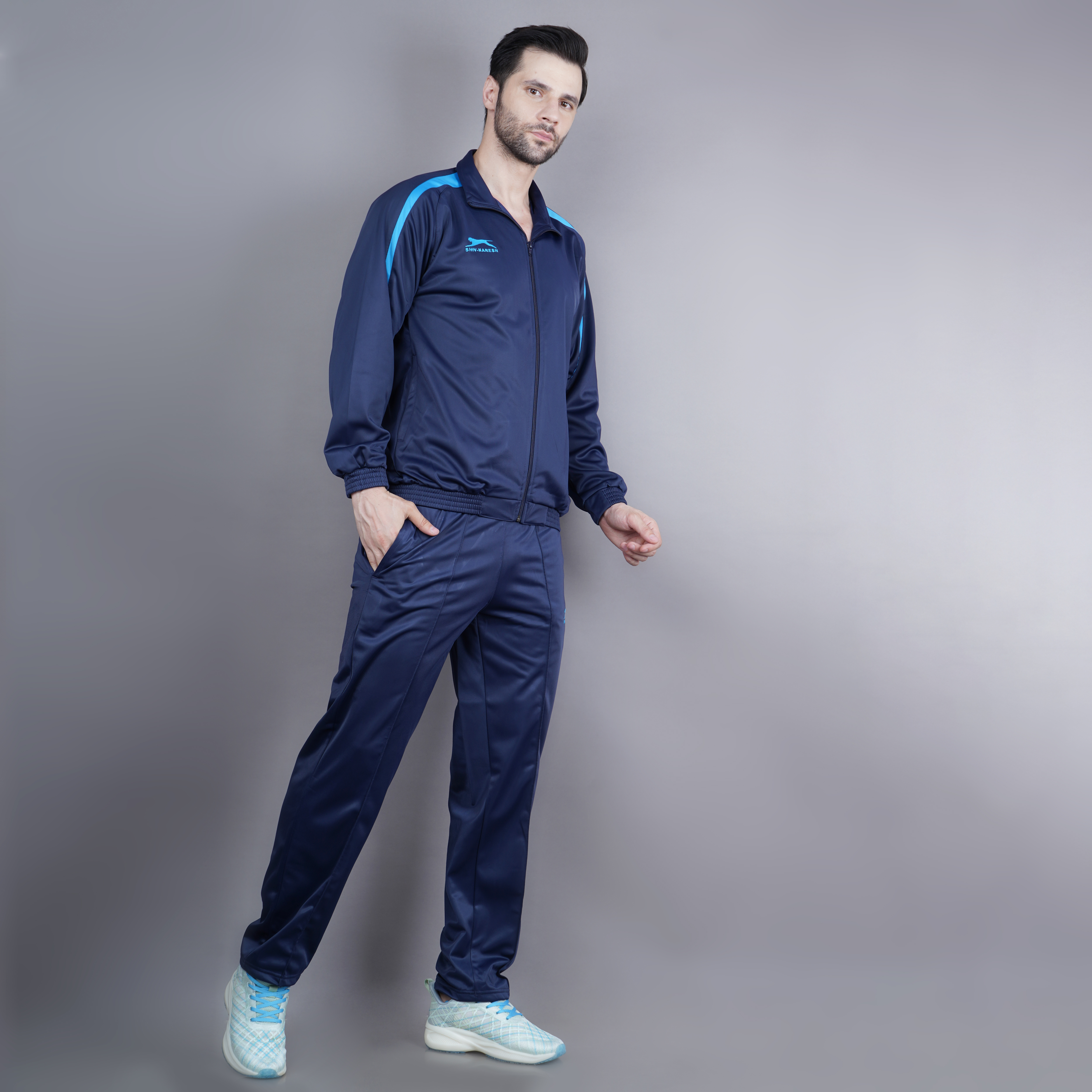 Men's Tracksuit  462B-TP-Navy/Cyan-3XL