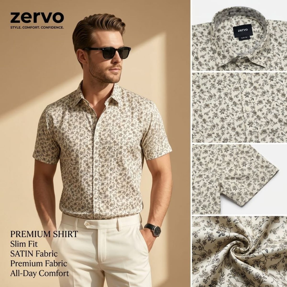 Zervo Men's Satin Printed Shirts