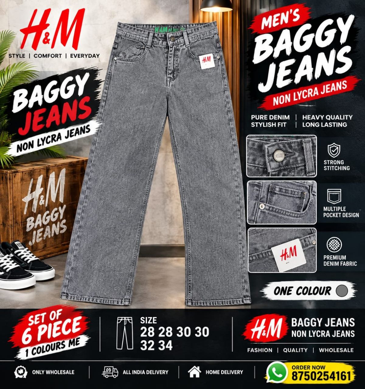 Updry Men's Baggy Jeans -H&M