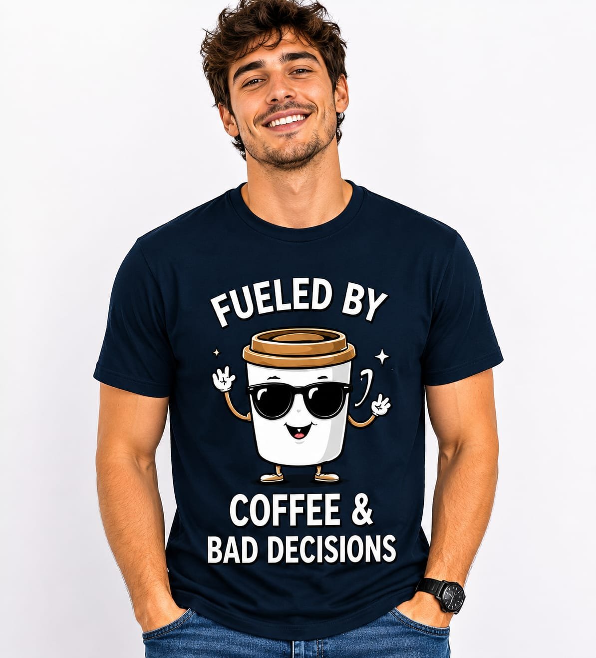Air jet spun round neck T-shirt for men's