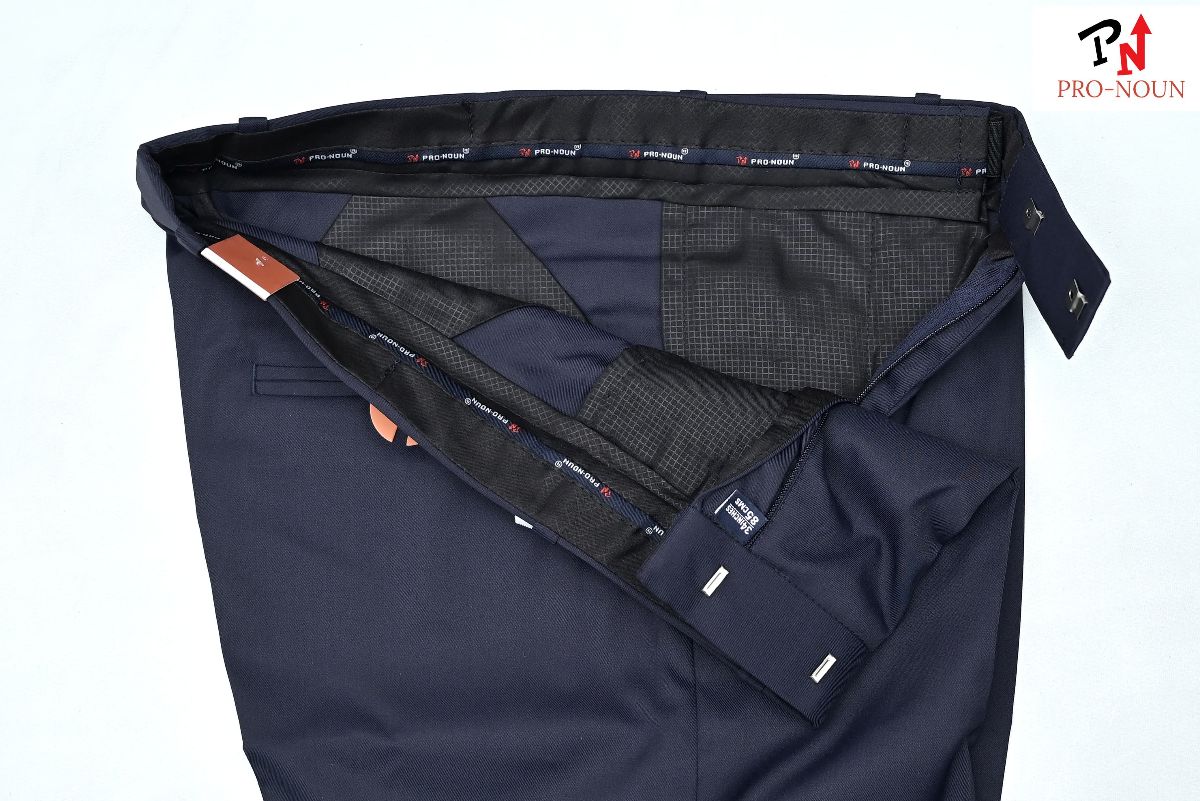 Pro-Noun Men's Men's Formal Trouser Pants With Adjustable belt D No- Signature 292-8 (28-32)- Navy