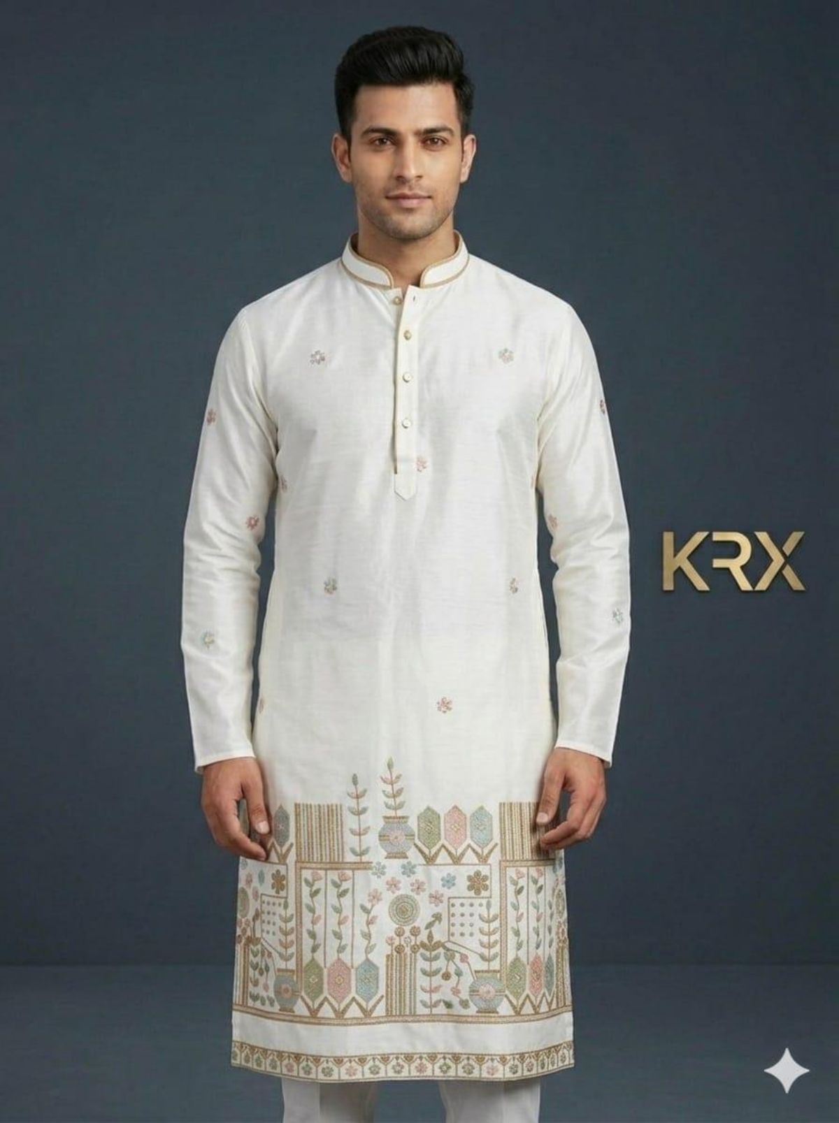 KRX Men's Designer Silk Kurta Pajama Set
