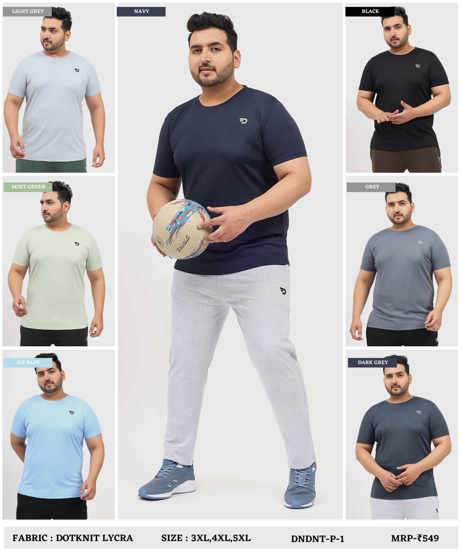 Imported Dotknit  Lycra Plus Size T-shirt(GSM 180)