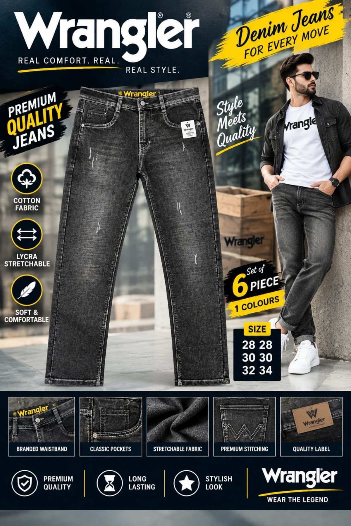 Updry Men's Denim Jeans -Wrangler