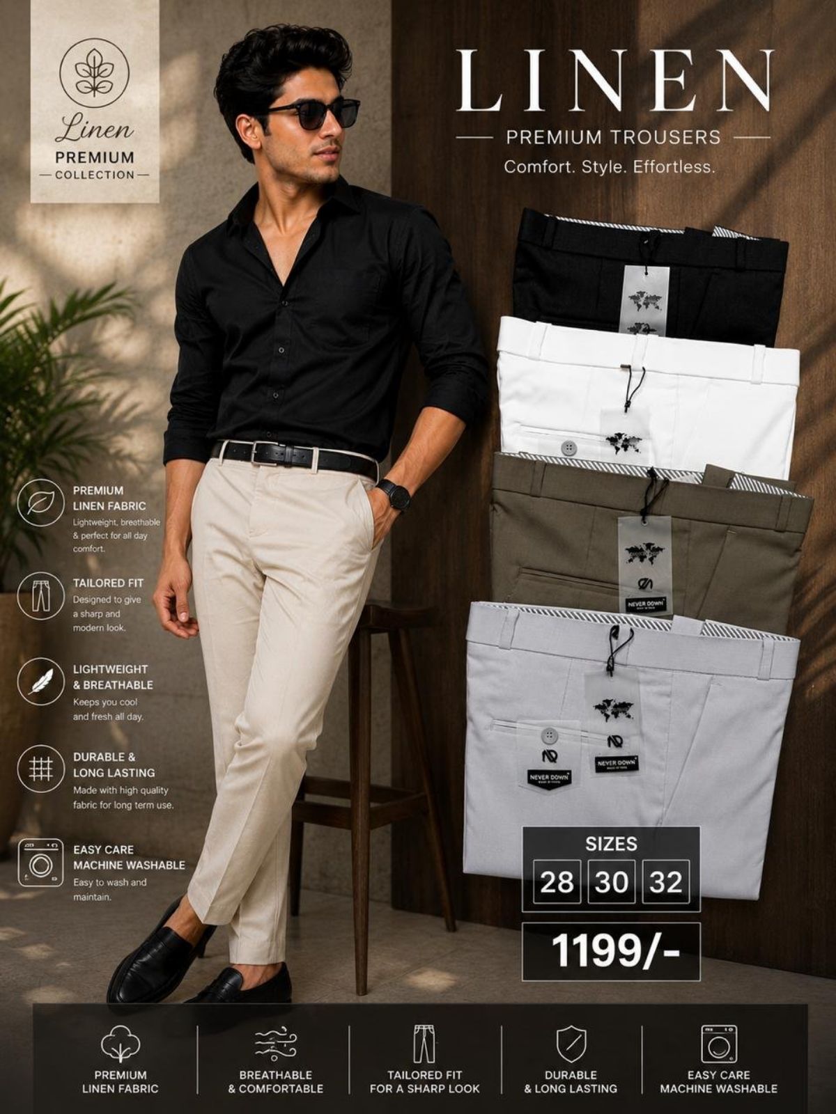 Never Down Men's Formal Pants