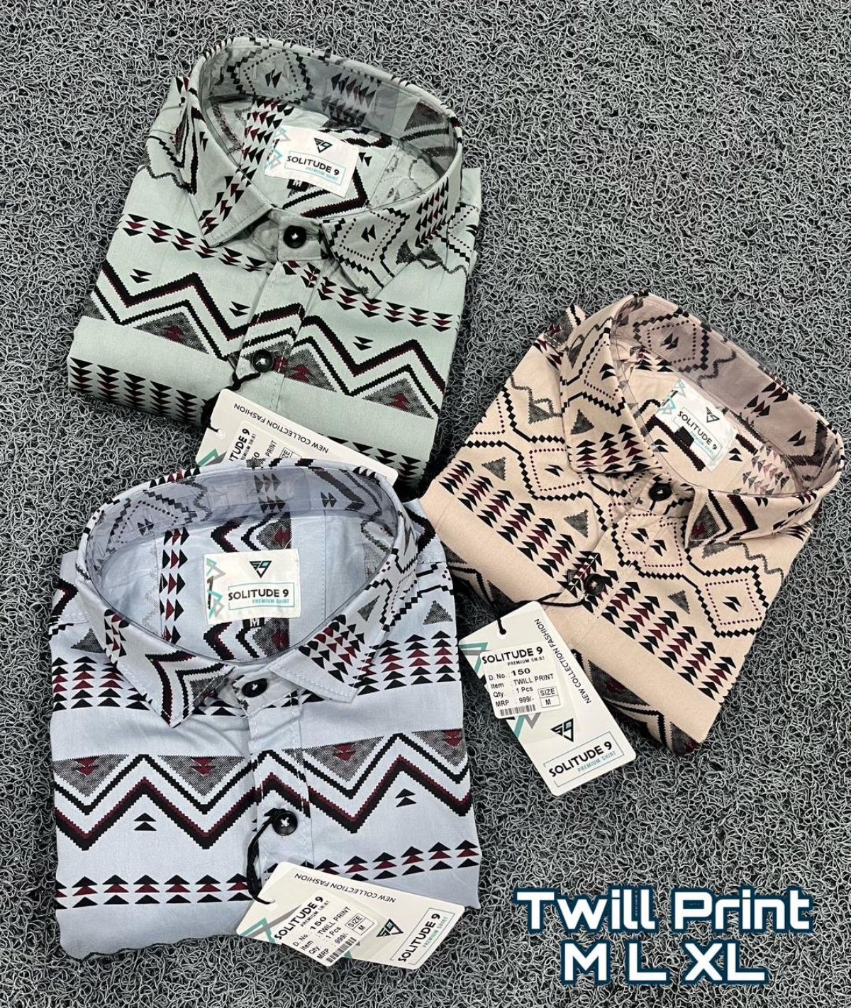 White Studio Men's Twill  Lycra Printed Shirts