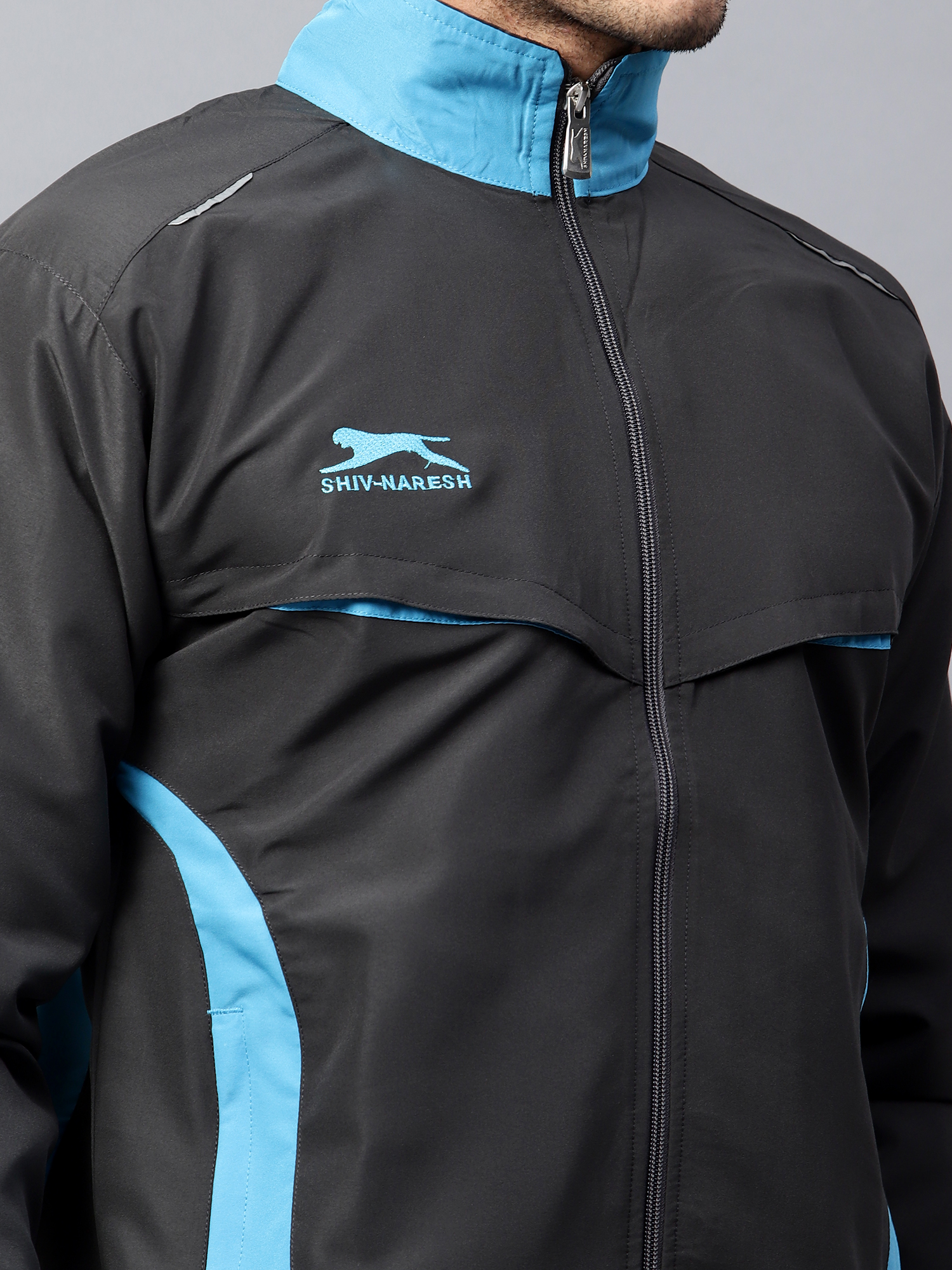 Men's Tracksuit  422A-Black/Cyan-L-TZ
