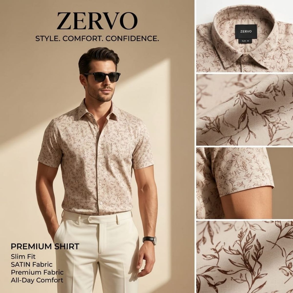 Zervo Men's Satin Printed Shirts