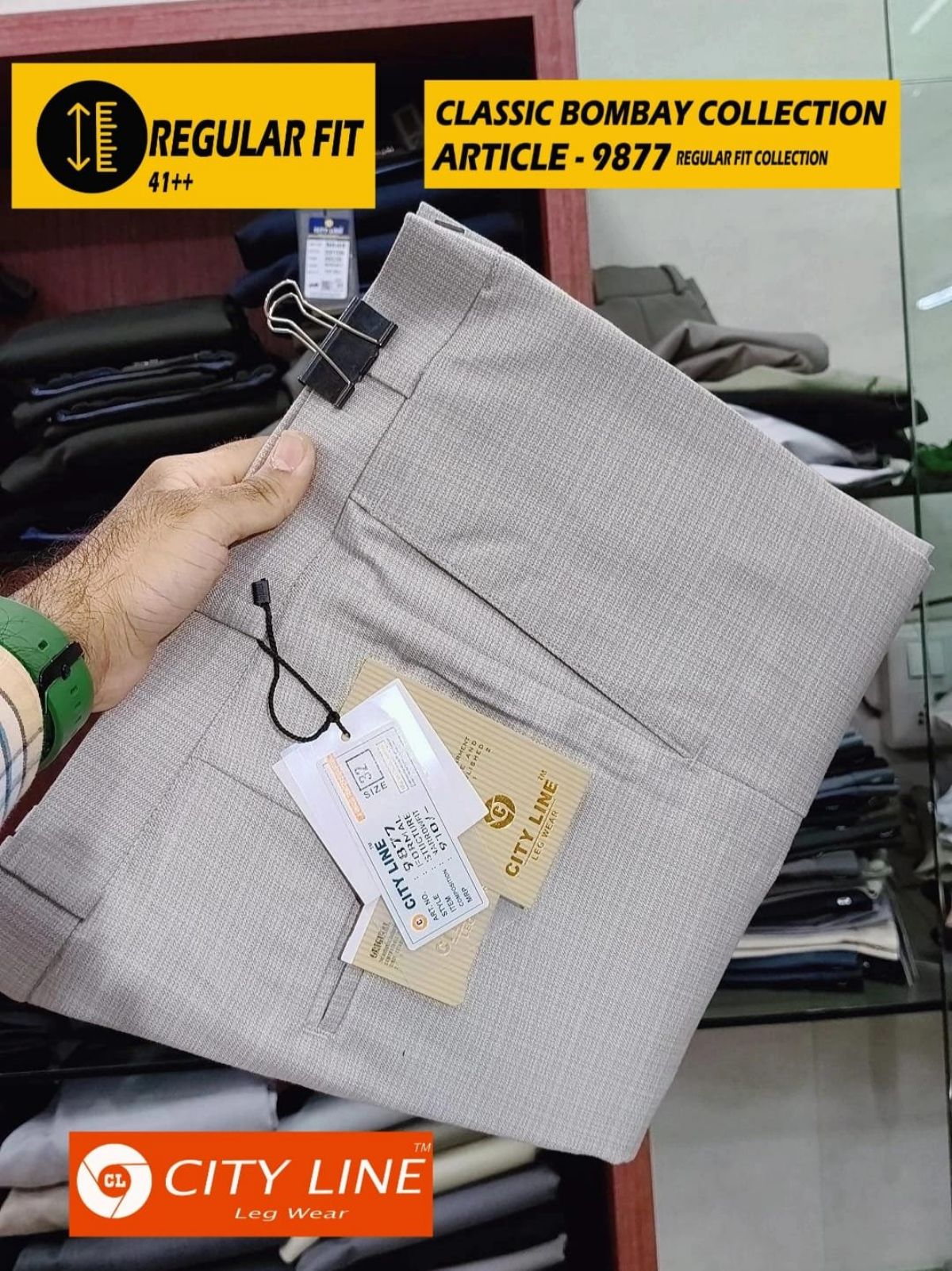 Men's Premium Cotton Formal Lycra Pants -9877