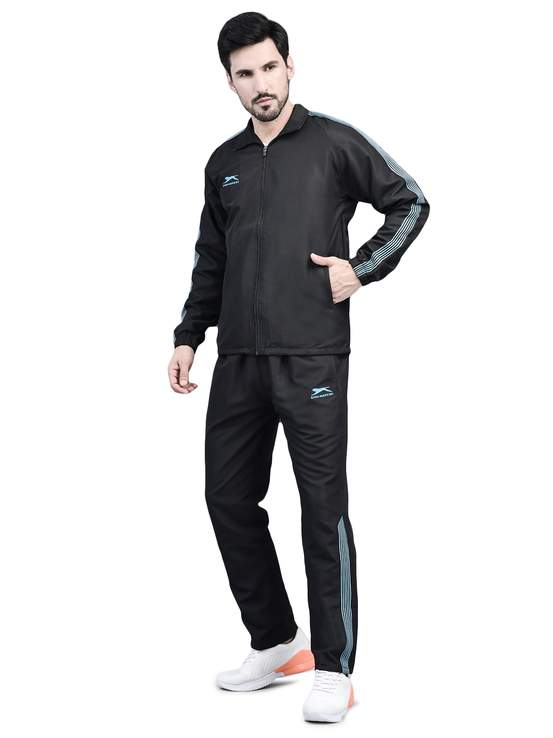 Men's Tracksuit  493A-Dark Grey/Cyan-XL-TZ