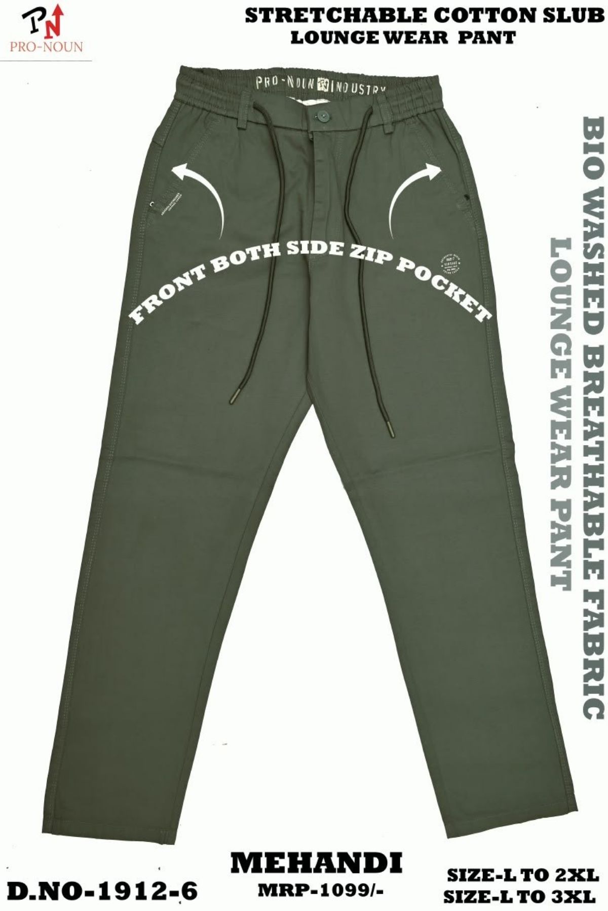 Pro-Noun Men's Cotton Slub Lounge Wear Pants -1812