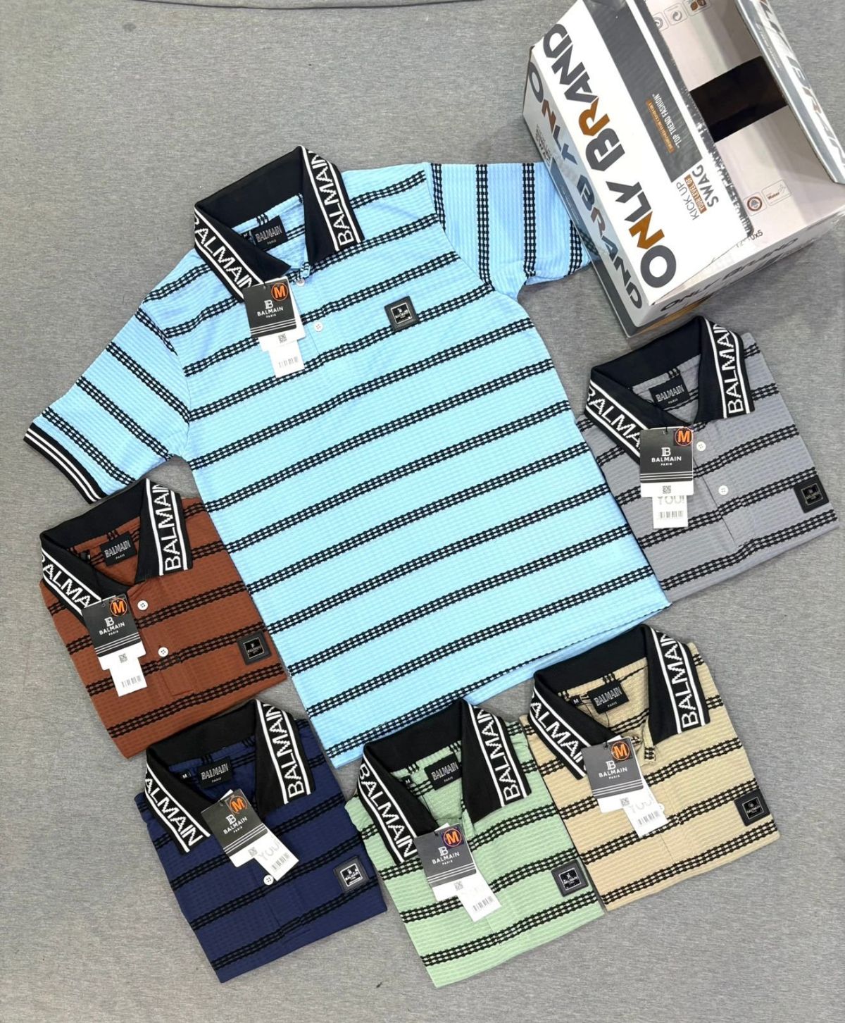 Men's Self Knitted Striped Half Sleeves T-shirts