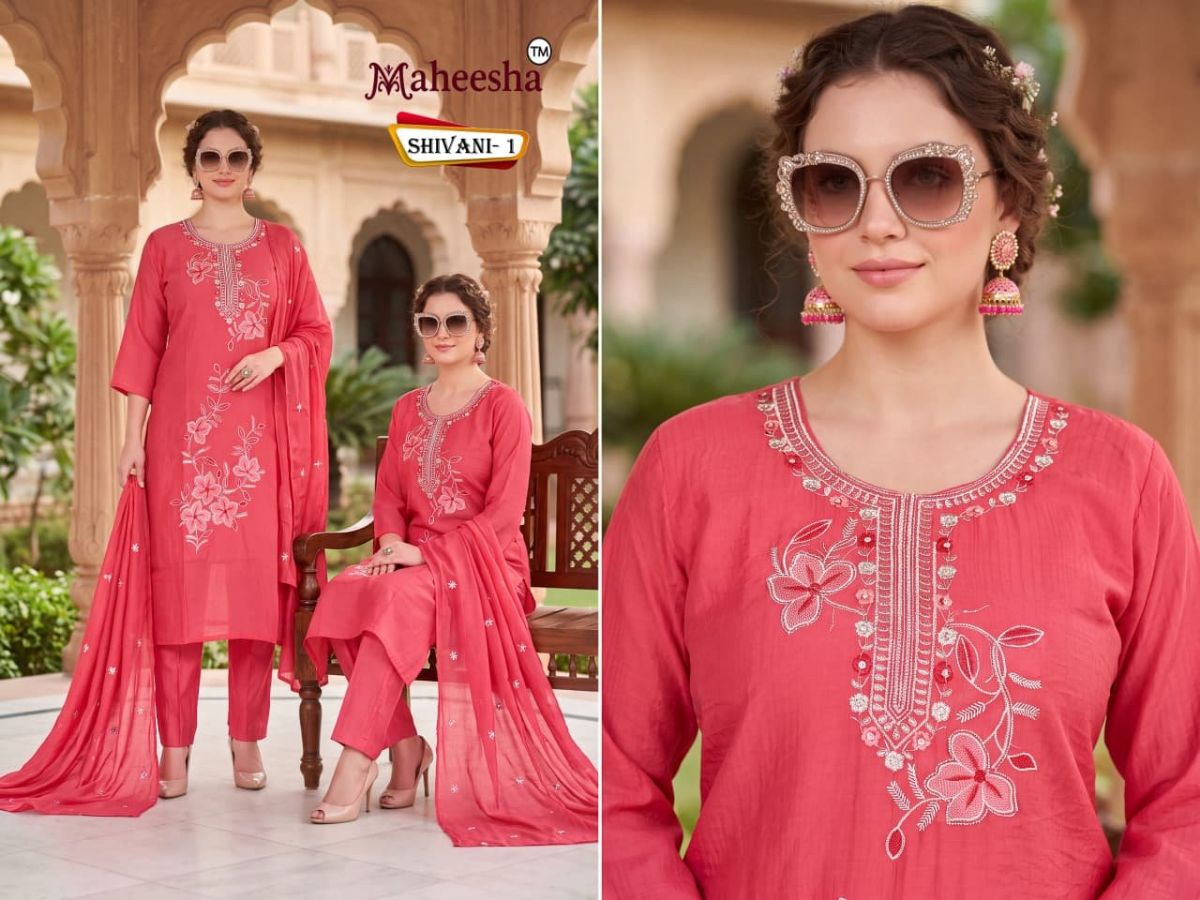 Rani Vastram Women's Ethnic Wear Suit & Bottom Set with Dupatta- Shivani-1