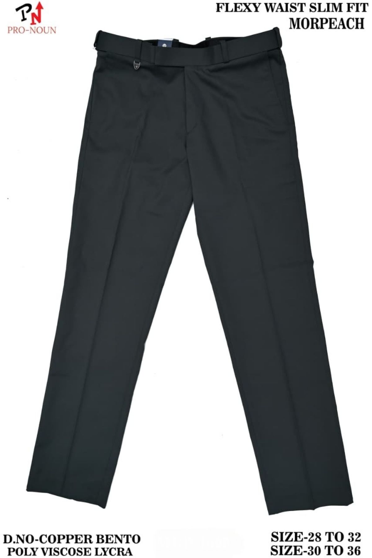 Pro-Noun Men's  Formal Trouser Pants With Adjustable belt D No- Copper Bento-(30-36)- Morpeach