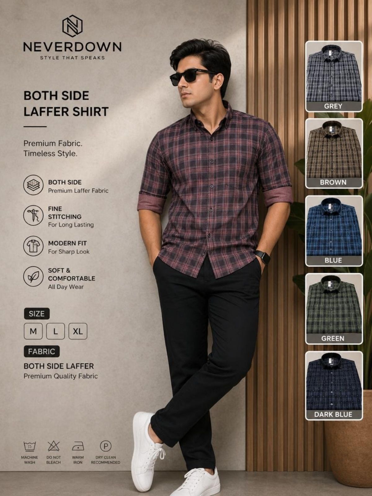 Never Down Men's  Both Side Laffer Shirts