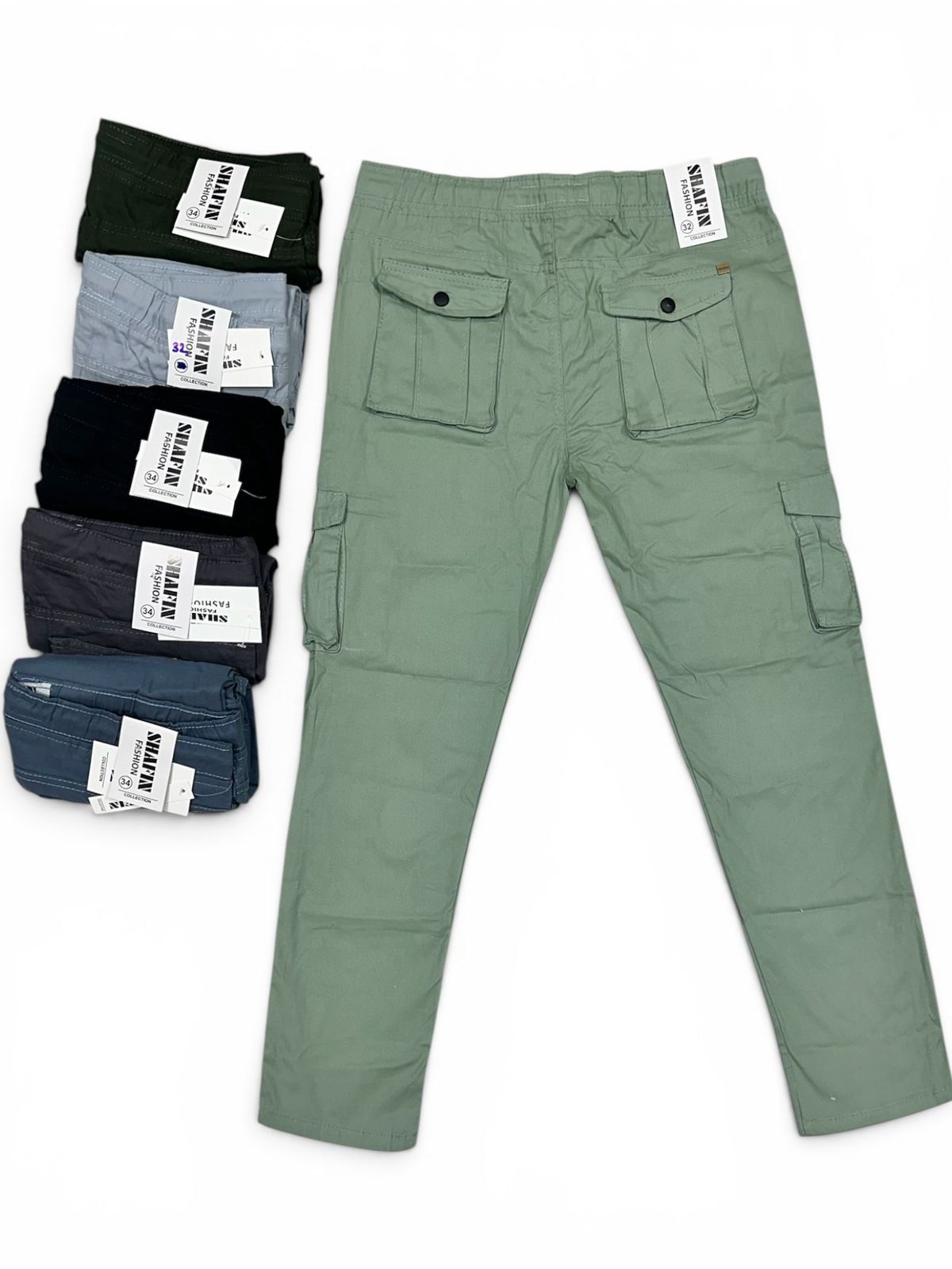 Shafin Men's Six Pockets Joggers Cargo without Elastic