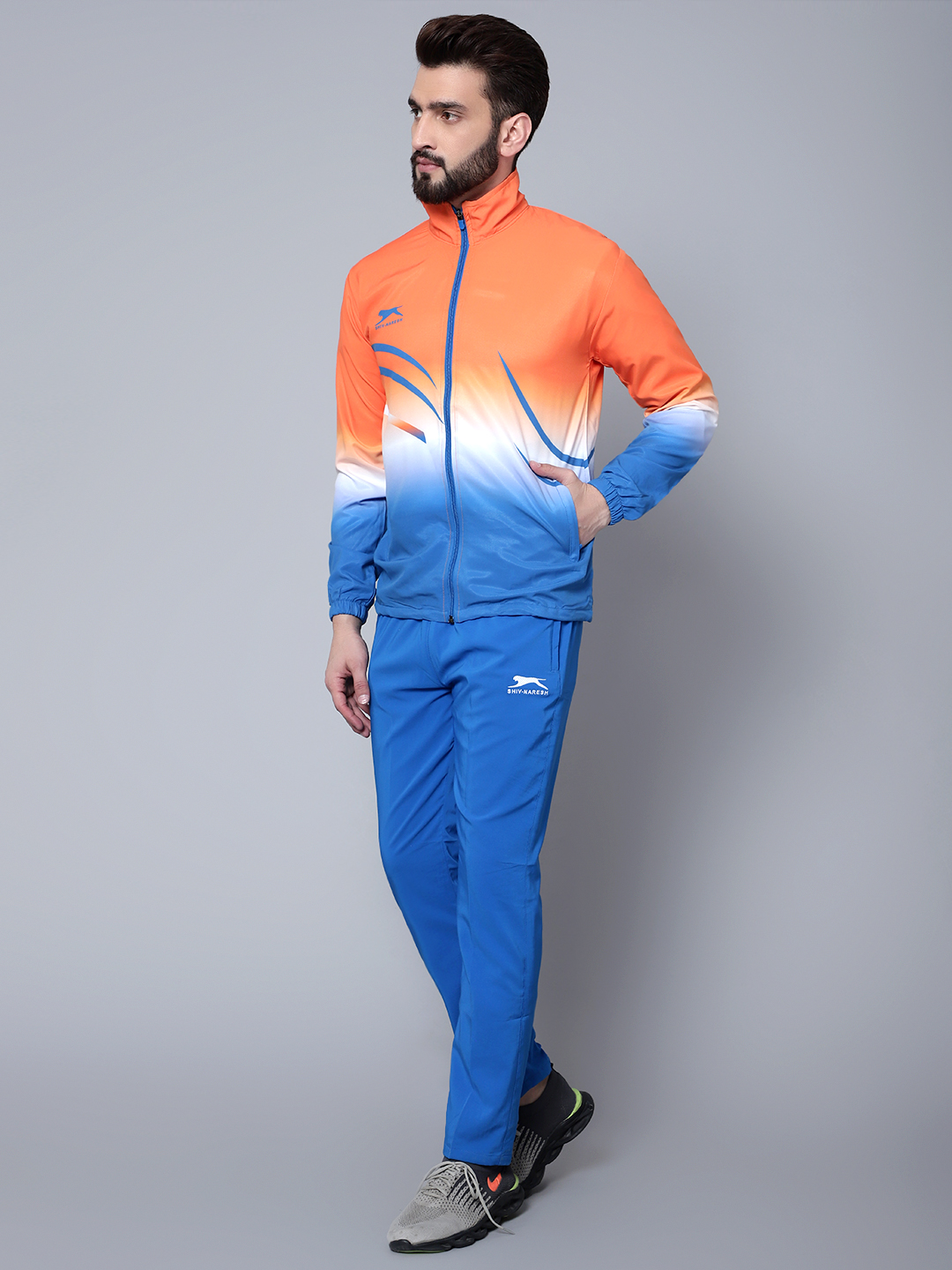 Men's Tracksuit  965-Orange/Royal/White-H/S-M-TZ