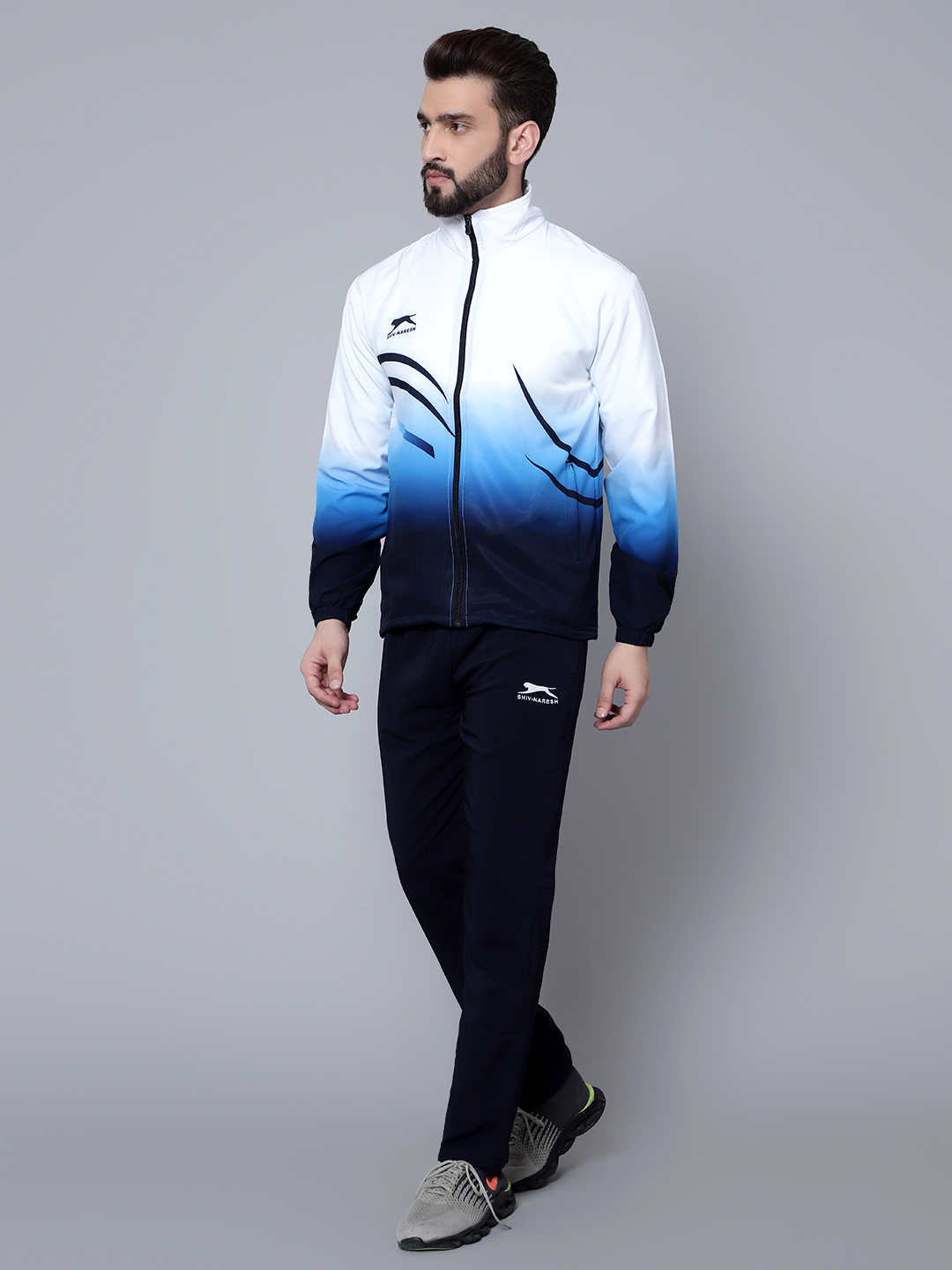 Men's Tracksuit  965-White/Navy/Cyan-H/S-M-TZ