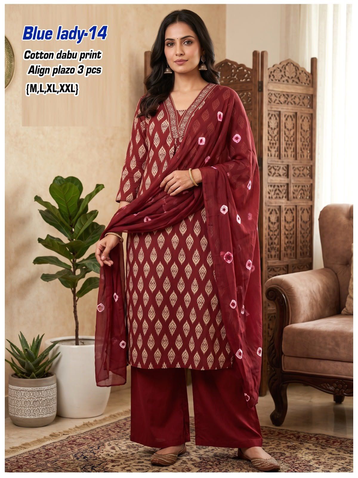 Women's Ethnic Wear Suit Plazzo With Dupatta- Bluelady-14