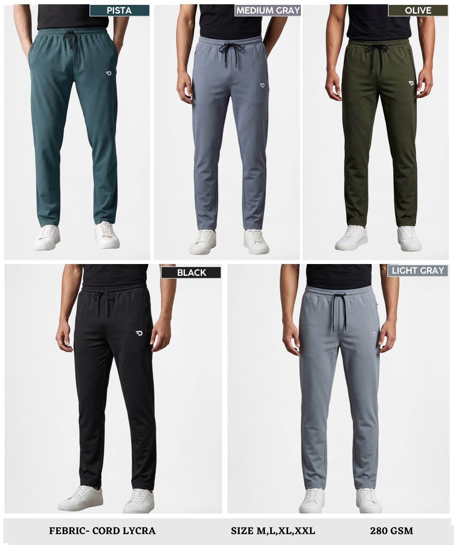 Imported Cord Lycra Gym & Casual Track Pants for Men | Heavy 280 GSM