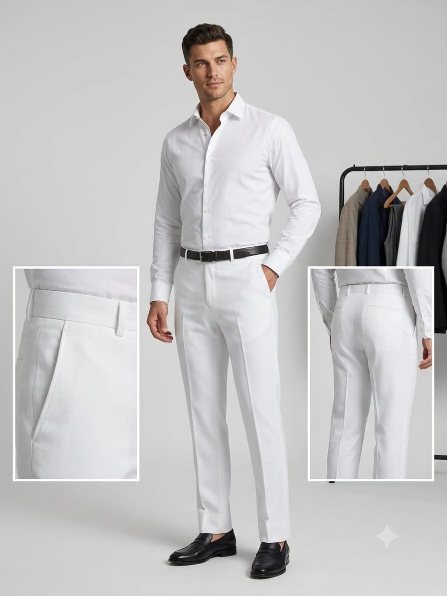 Updry Narrow Barbie Men's Formal pants -White