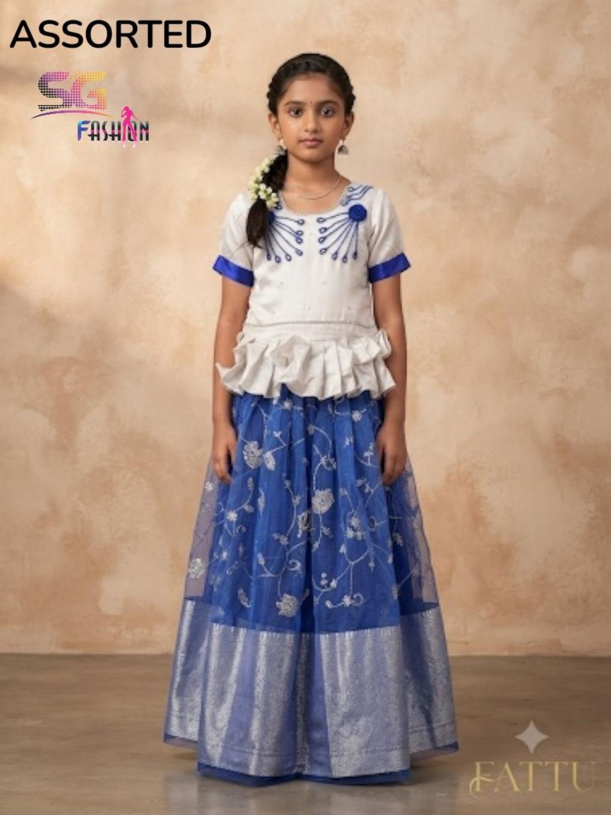 SG Fashion Girls Top Lehenga Set-Blue