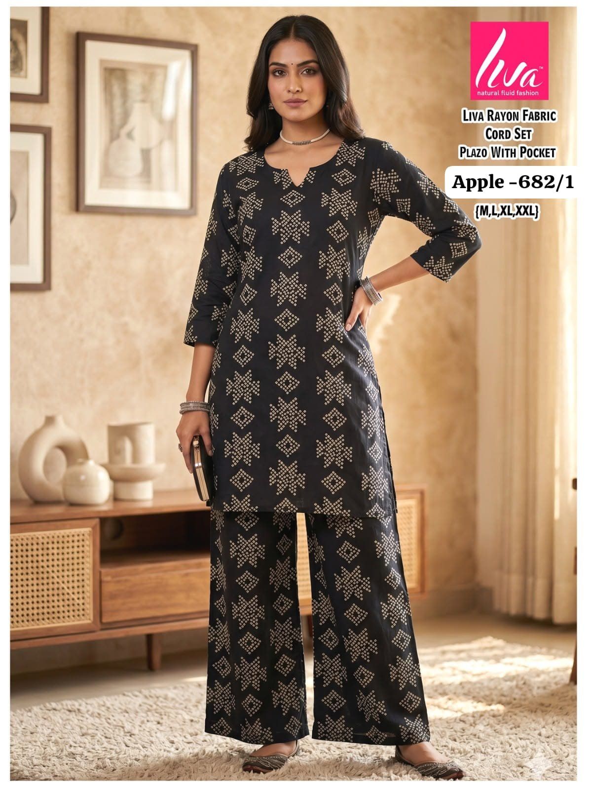 Women's Liva Heavy Rayon Co-Ords Set-  Apple-682/1
