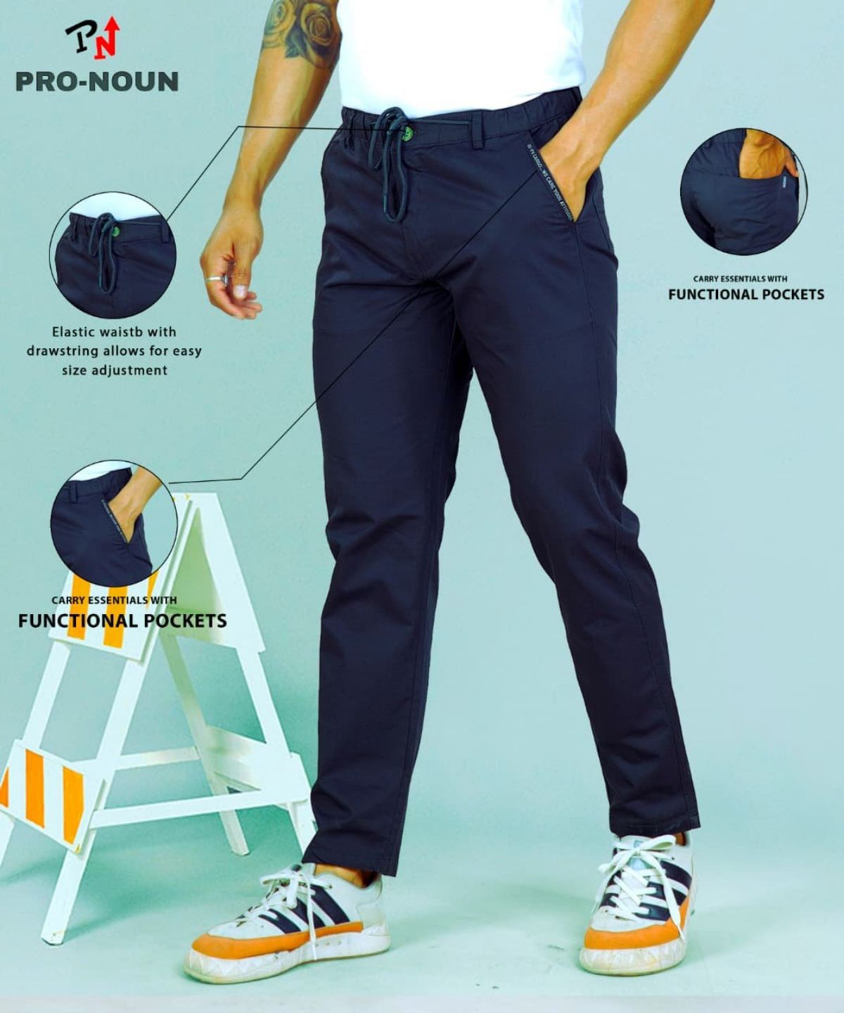 Pro-Noun Men's Lounge Wear Cotton Trackpant- D No- 1715 (L-3XL)-Navy