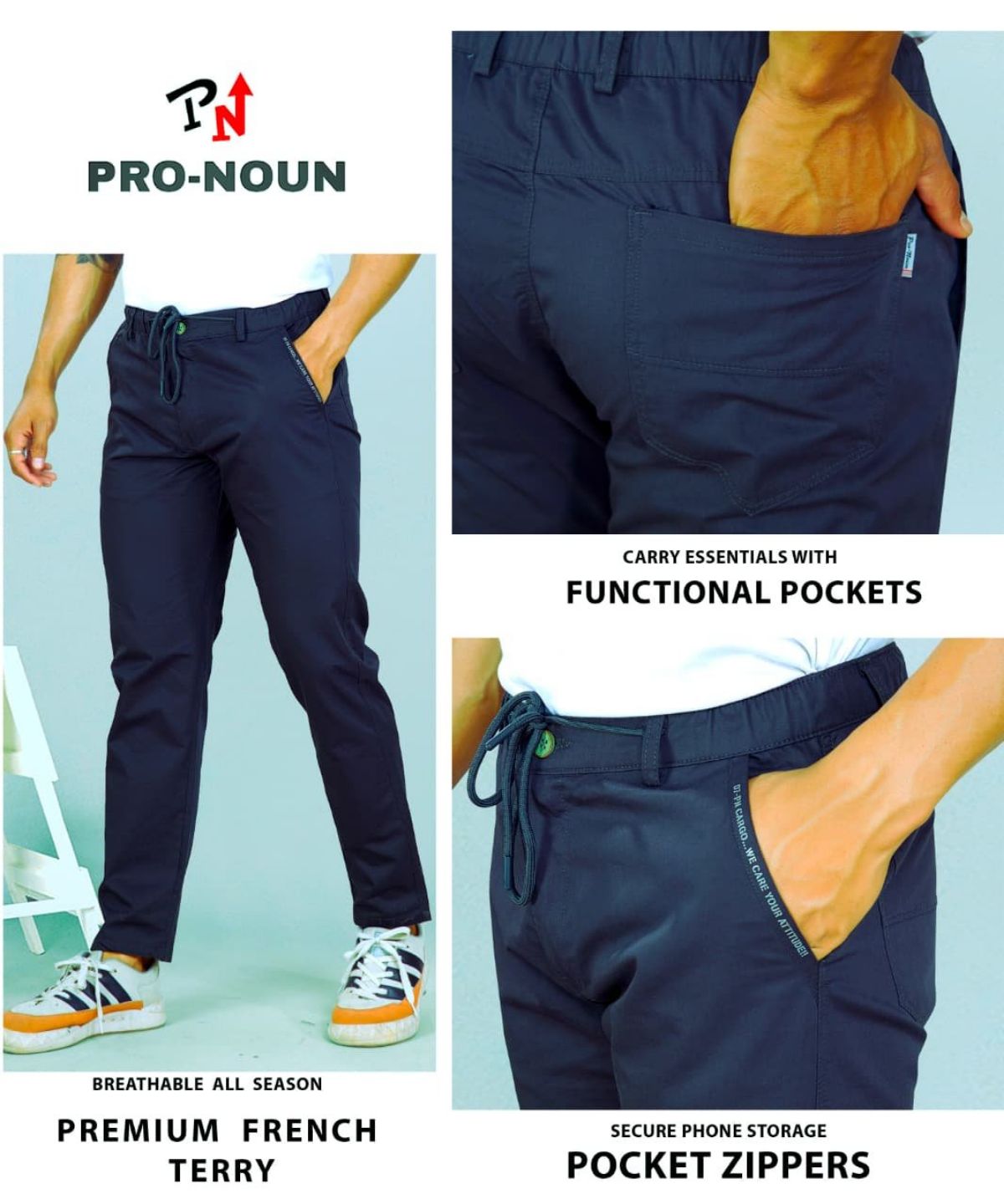 Pro-Noun Men's Lounge Wear Cotton Trackpant- D No- 1715 (4XL-6XL)-Navy