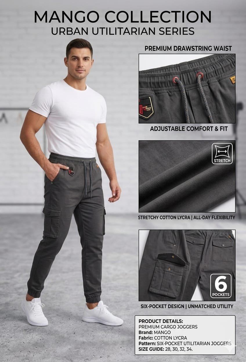 Mango Size Pocket Cotton Jogger Cargo Pants