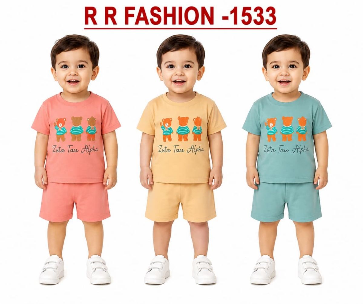 R R FASHION- Kids T-shirt & nikker Clothing Set-1533