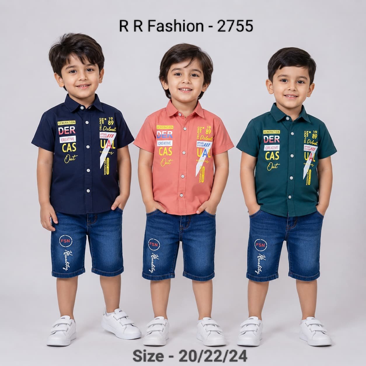 R R FASHION- Kids shirt & nikker  Clothing Set- 2755