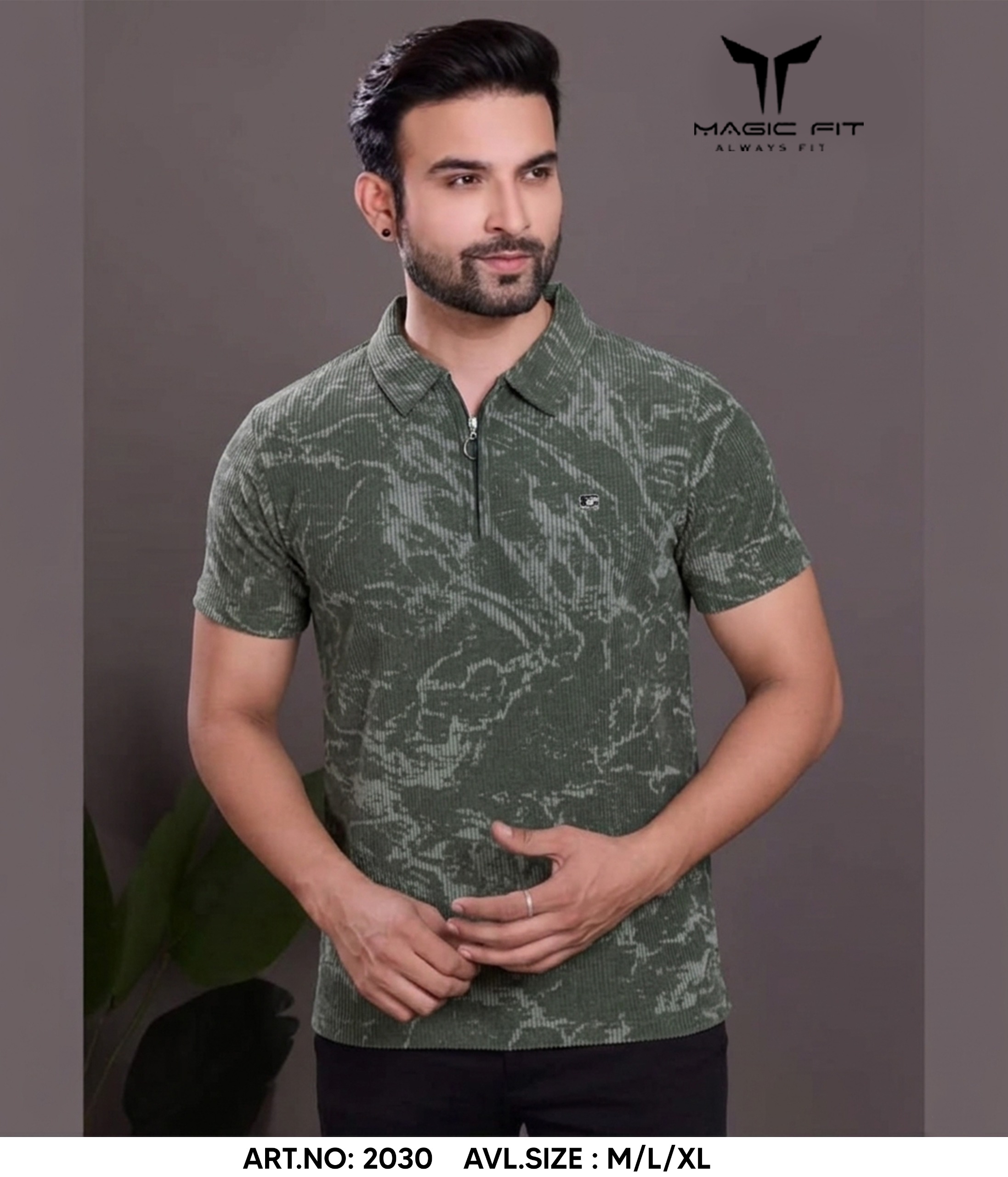 Magicfit Men's Knit Polo Collar Short Sleeve Plain T-Shirt, Assorted