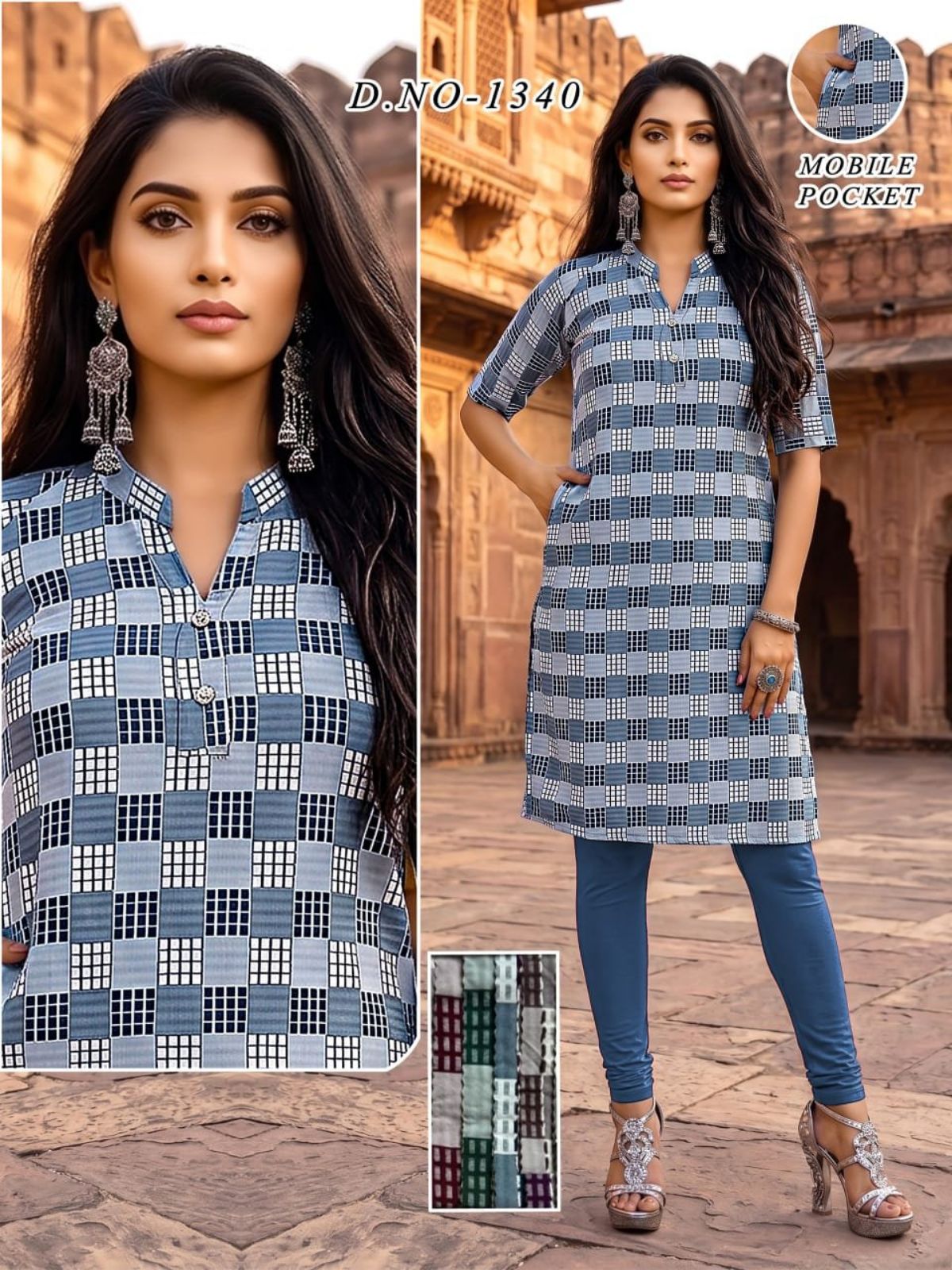 Women's Bombay State Checks and Mobile Pocket Suit-1340