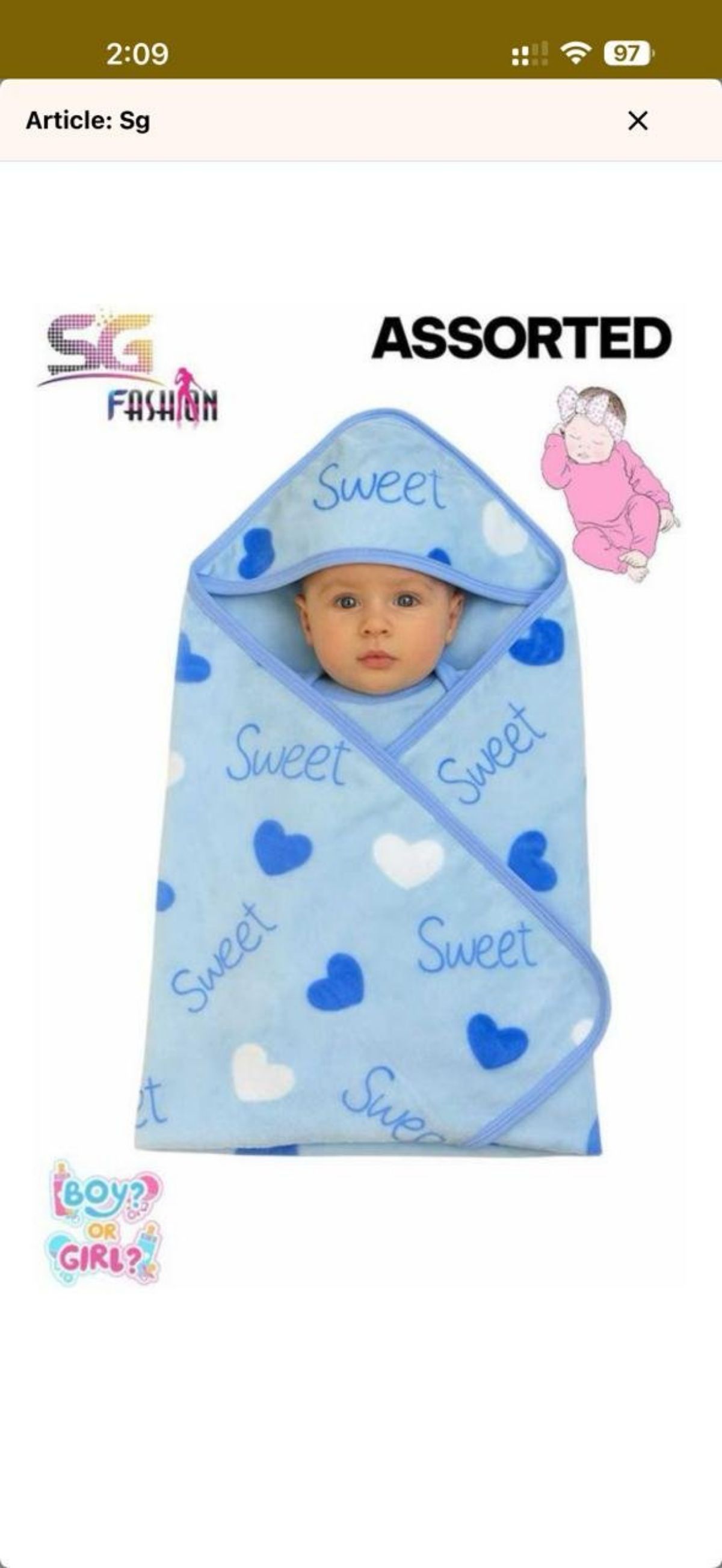 SG Fashion New Born Baby Wrap Towel-Blue