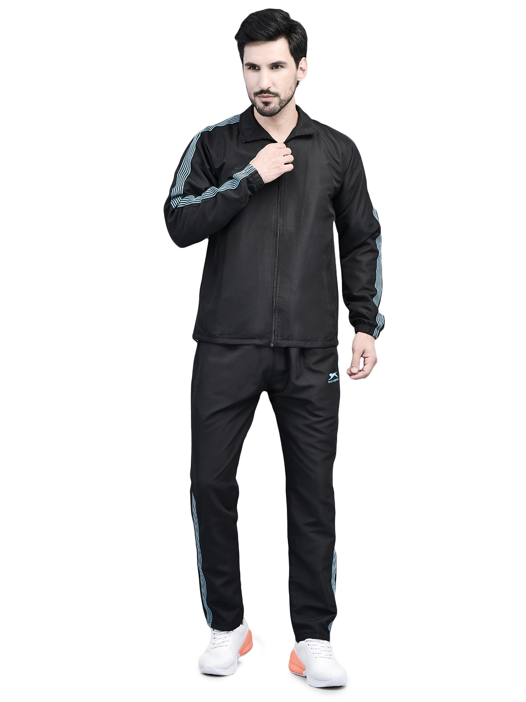 Men's Tracksuit  493A-Black/Cyan-M-TZ