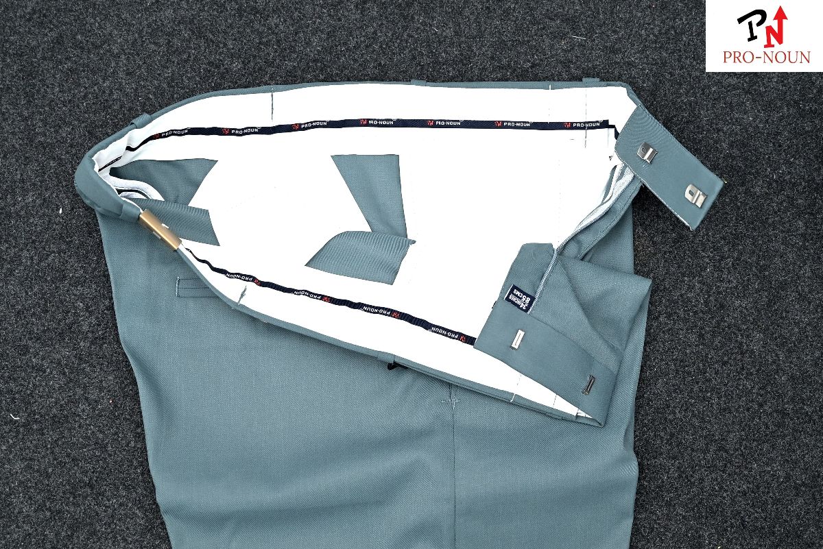 Pro-Noun Men's Men's Formal Trouser Pants With Adjustable belt D No- Signature 292-8 (30-36)- Silk Blue