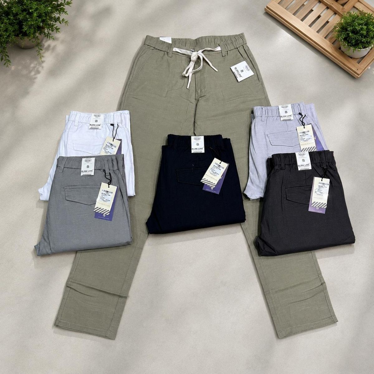 Men's Cotton Linen Plain Pants -9034