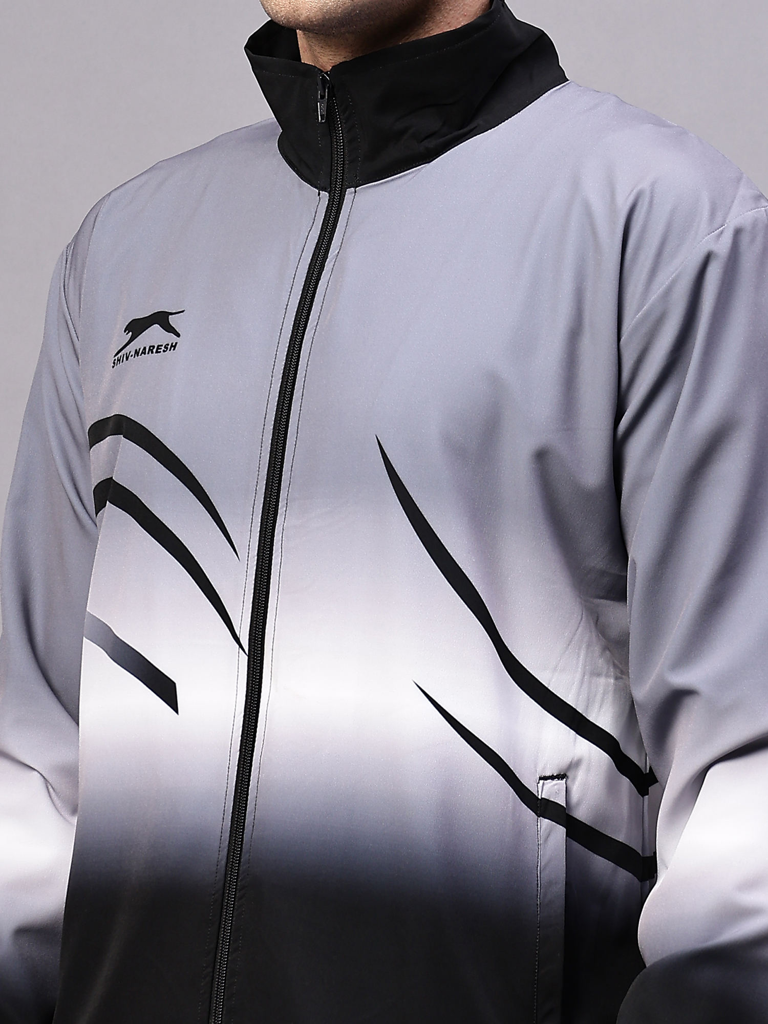 Men's Tracksuit  E-SNTSNXFS965_Black/D.Grey/White_L_NS Spandex