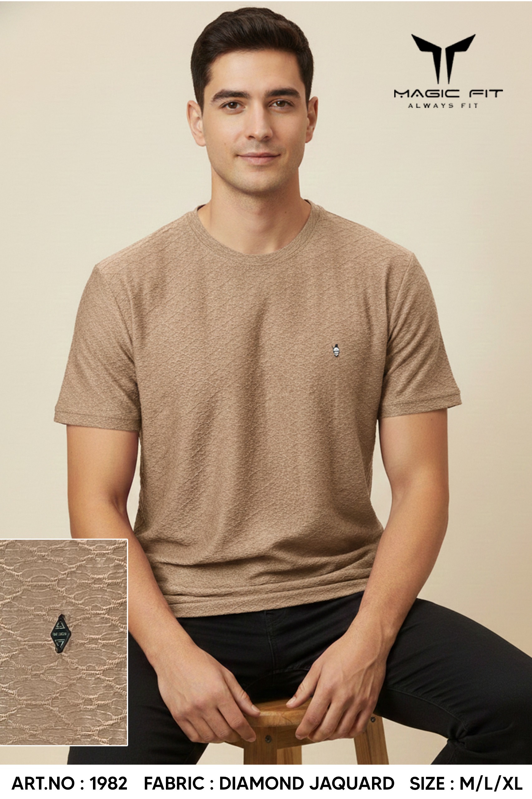 Magic fit Men's Knit Round Neck Half Sleeve Plain T-Shirt, Assorted