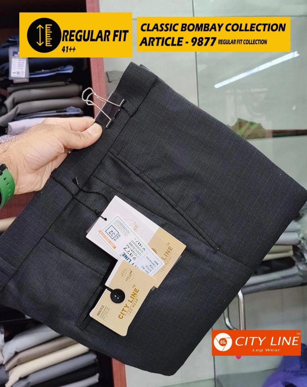 Men's Premium Regular fit Cotton Formal Lycra Pants -9877