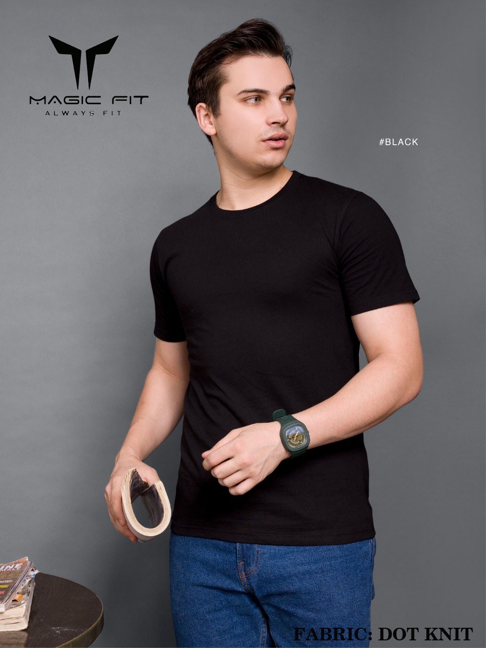 Mens Half Sleeve Round Neck Dotknit Tshirt