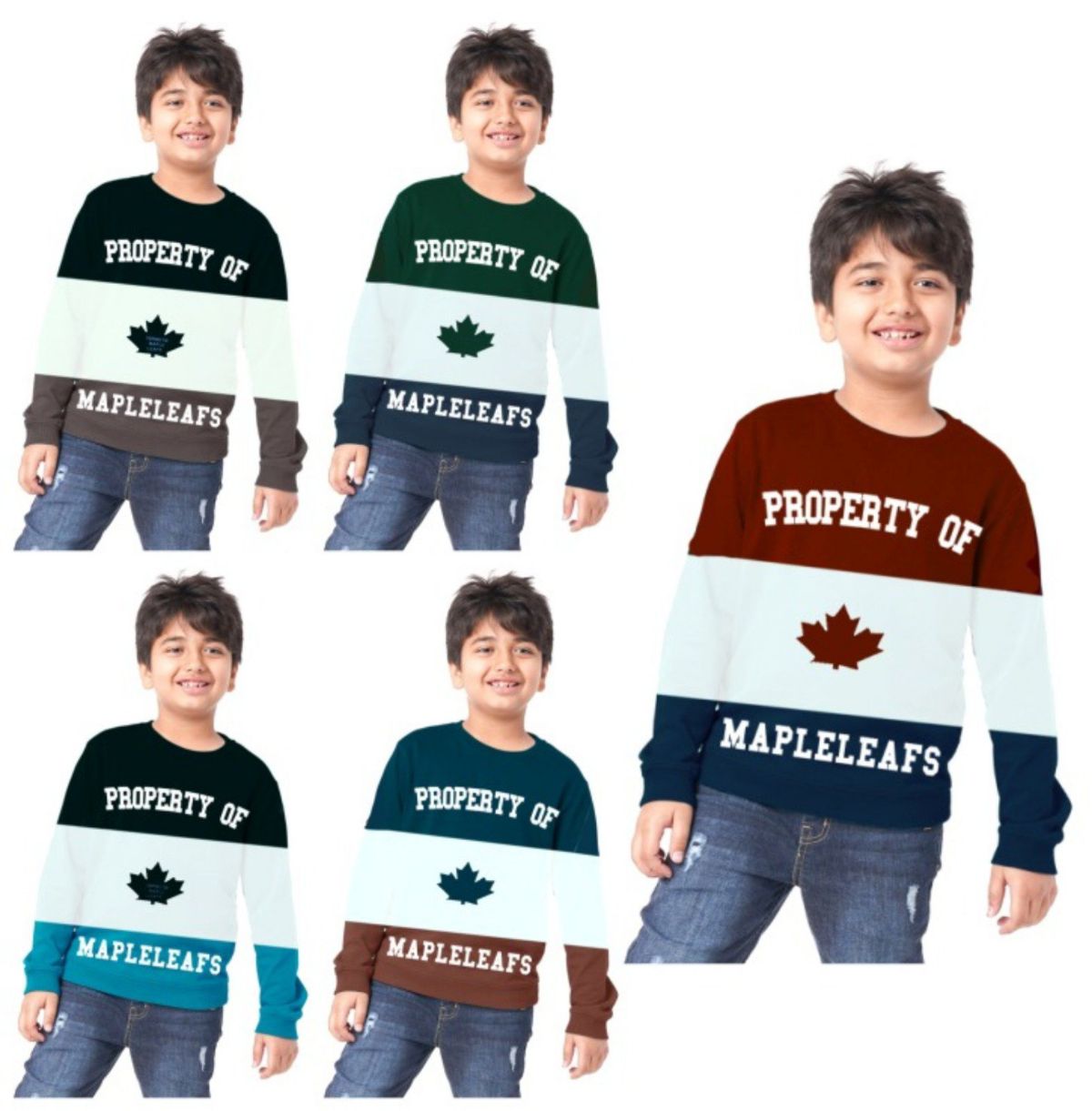 Boys cotton sweatshirt 200 GSM full sleeve tshirt pack of 5