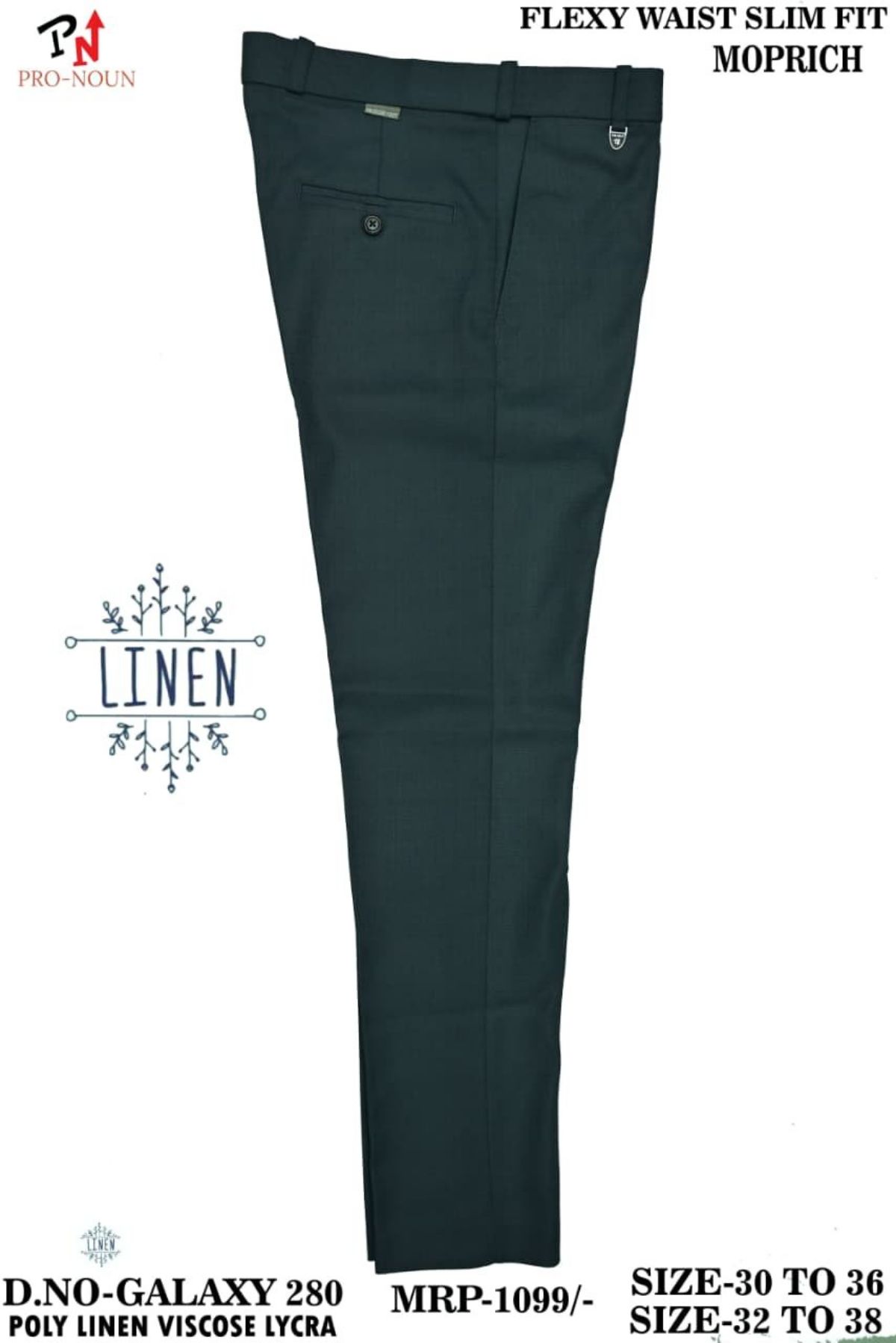 Pro-Noun Men's  Formal Trouser Pants With Adjustable belt D No- Galaxy-280-(30-36)- Morich