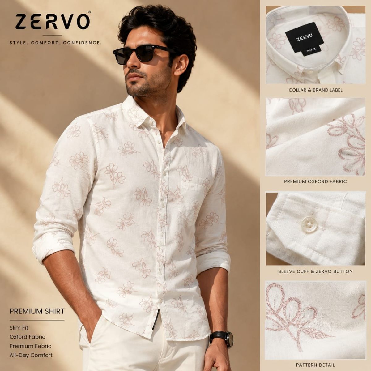 Zervo Men's Cotton Oxford Printed Shirts