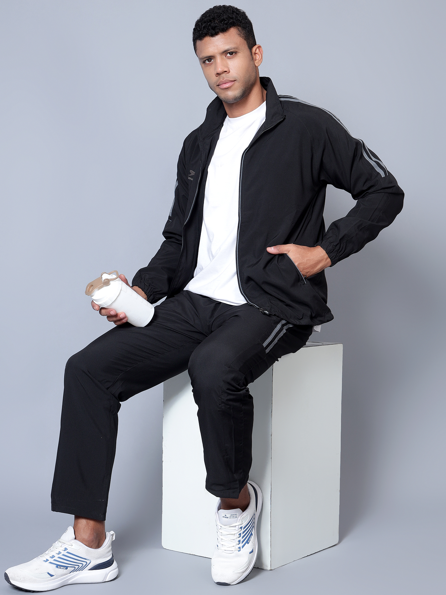 Men's Tracksuit  478A-Black/Dark Grey-L-TZ