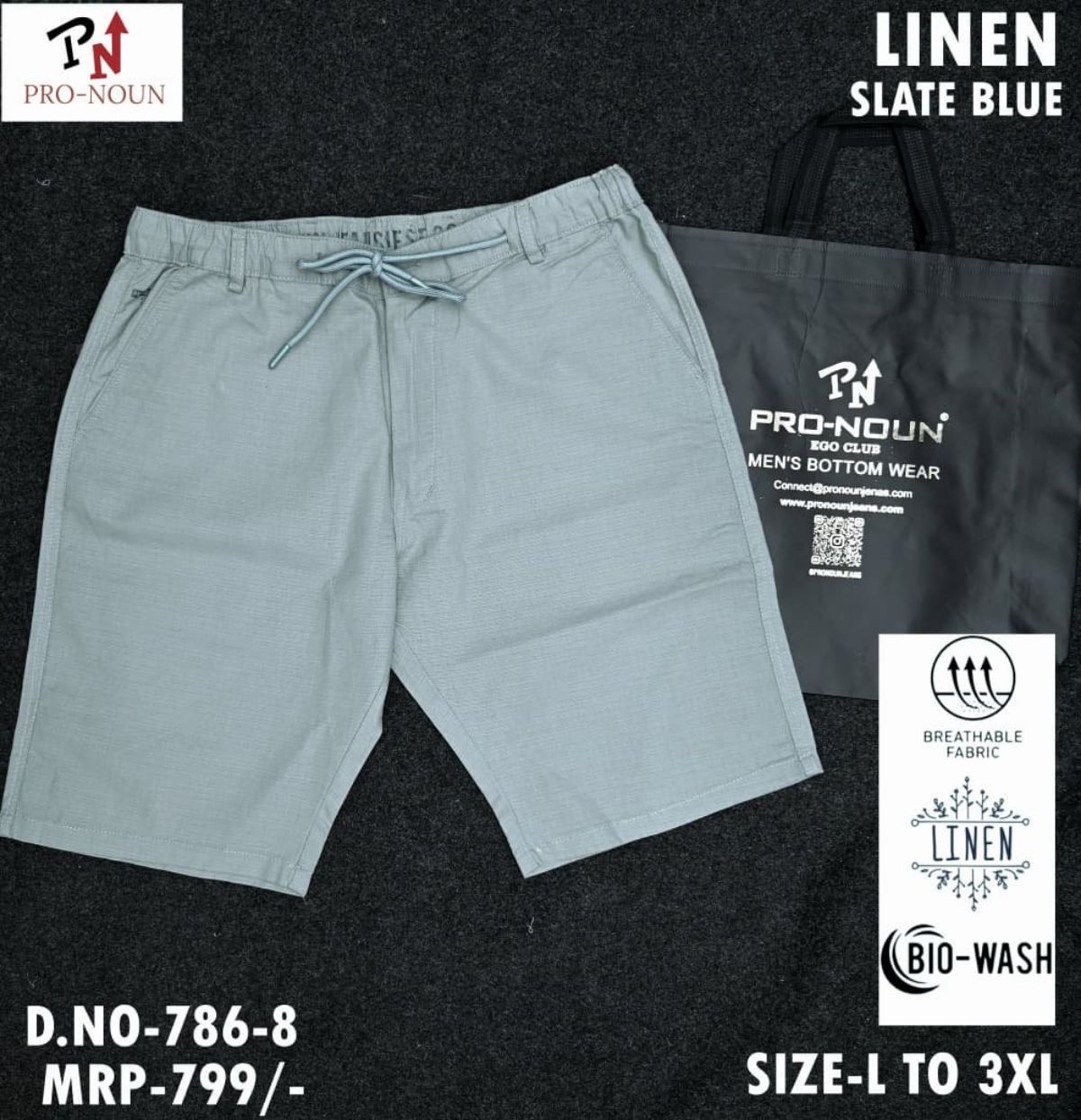Pro-Noun Elastic Knee Length Men's Shorts - 786-8